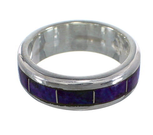 Southwest Sterling Silver Magenta Turquoise Inlay Ring Size 6-1/2 VX58952